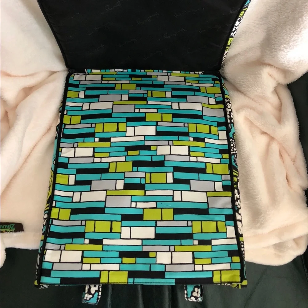 Vera Bradley Turquoise, White & Lime Floral Quilted Laptop Tote